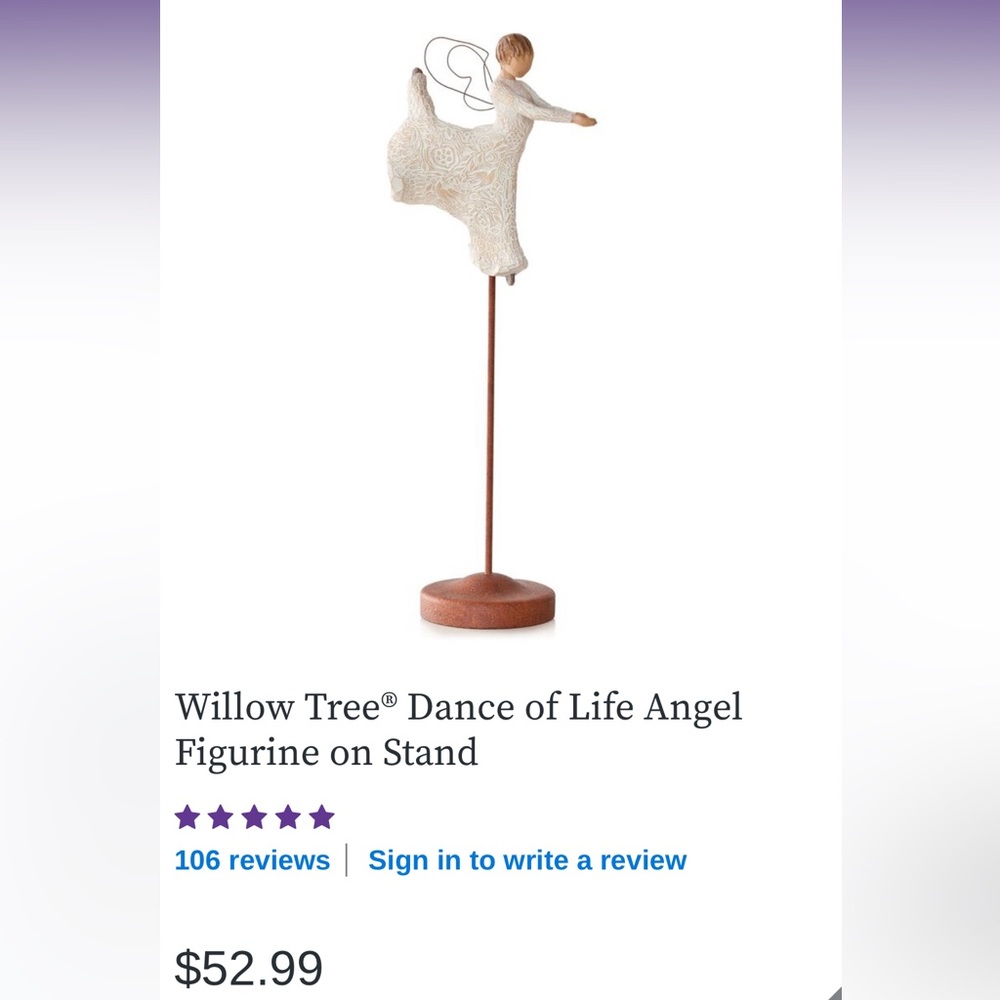 Willow Tree Dance of Life Angel Figurine on Stand - New in Box